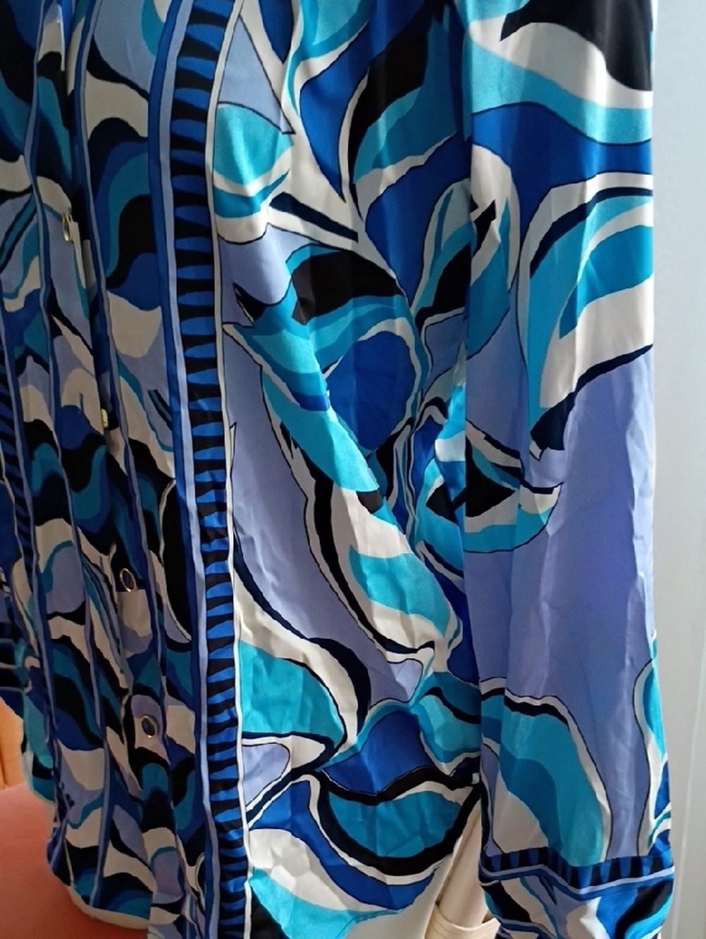 Rachel Zoe Blue and White And White Abstract Print Blouse Like Pucci - Picture 5 of 6